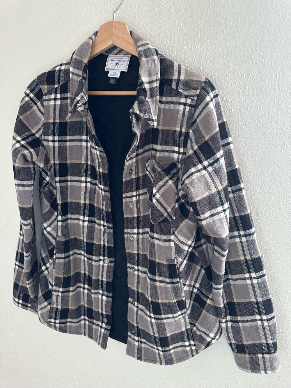 Obermeyer Womens Avery Flannel Shirt Shacket In Berm Plaid| XS | Lined | Quilted